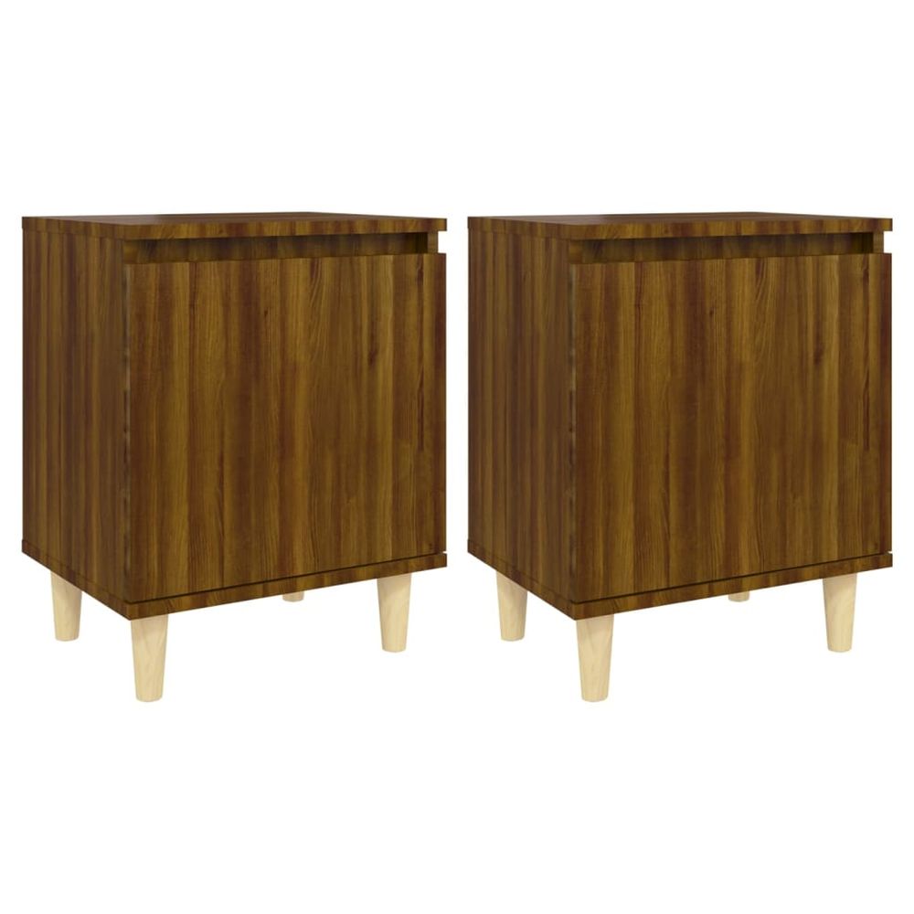 Vidaxl Nočné stolíky s drevenými nohami 2 ks hnedý dub 40x30x50 cm